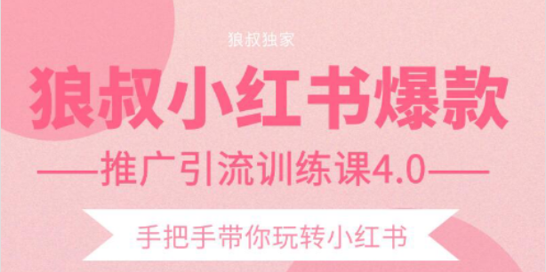 狼叔小红书爆款推广引流训练课4.0,手把手带你玩转小红书-互联网资源大全网