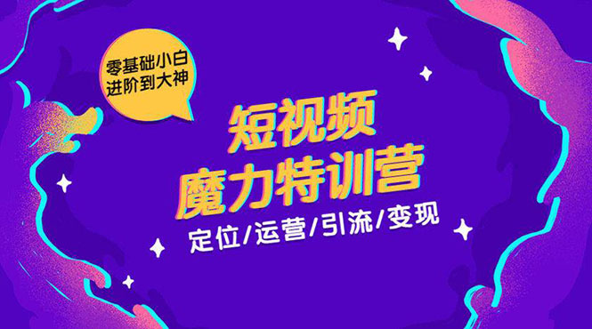 零基础小白进阶到大神《短视频魔力特训营》定位-运营-引流-变现-互联网资源大全网