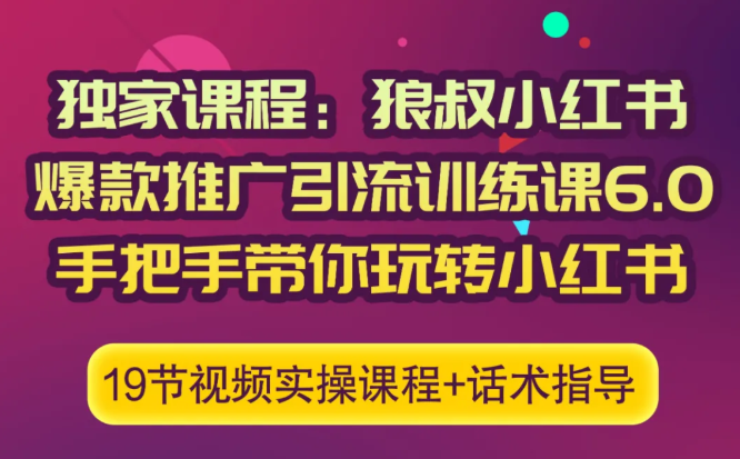 狼叔小红书爆款推广引流训练课6.0,手把手带你玩转小红书-互联网资源大全网
