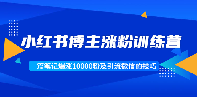小红书博主涨粉训练营:一篇笔记爆涨10000粉及引流微信的技巧-互联网资源大全网