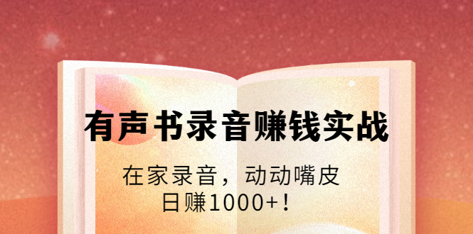 有声书录音赚钱实战:在家录音,动动嘴皮,日赚1000+!-互联网资源大全网