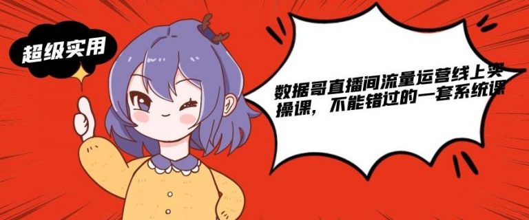 数据哥直播间流量运营线上实操课，不能错过的一套系统课-互联网资源大全网