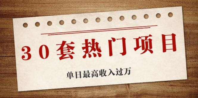 30套热门项目:单日最高收入过万 (网赚项目、朋友圈、涨粉套路、抖音、快手)等-互联网资源大全网