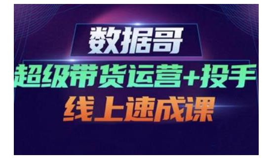 数据哥·超级带货运营+投手线上速成课,快速提升运营和熟悉学会投手技巧-互联网资源大全网