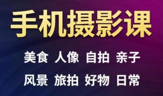 手机摄影一次学透,教程内容包括:美食、人像、自拍、风景、好物等-互联网资源大全网