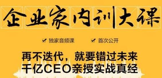 企业家内训大课，未来企业必学经验，价值1299元-互联网资源大全网