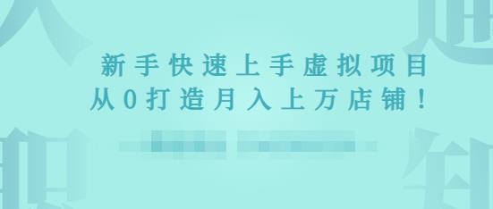 2022年虚拟项目实战指南，新手从0打造月入上万店铺-互联网资源大全网