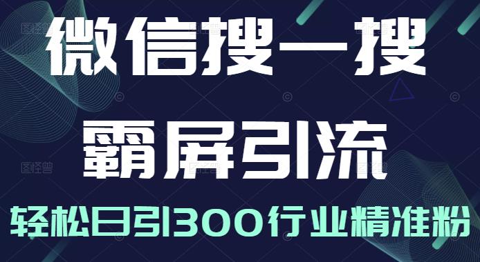 微信搜一搜霸屏引流课,打造被动精准引流系统,轻松日引300行业精准粉-互联网资源大全网