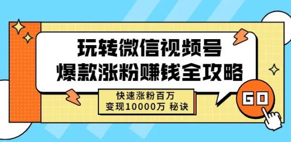 玩转微信视频号爆款涨粉赚钱全攻略,快速涨粉百万变现万元秘诀-互联网资源大全网