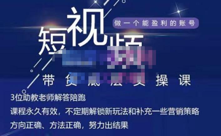 吴Sir·短视频带货底层实操课，教你如何选爆品、了解获短视频流量密码，正确起号-互联网资源大全网