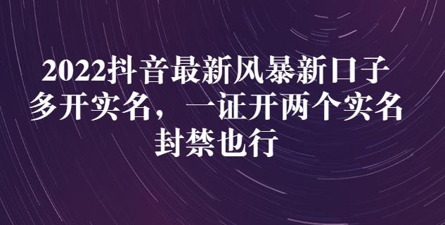 2022抖音最新风暴新口子：多开实名，一整开两个实名，封禁也行-互联网资源大全网