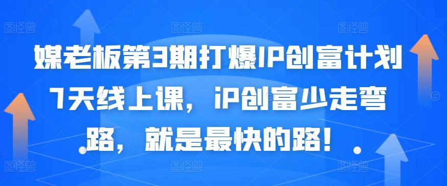 媒老板第3期打爆IP创富计划7天线上课,iP创富少走弯路,就是最快的路!-互联网资源大全网
