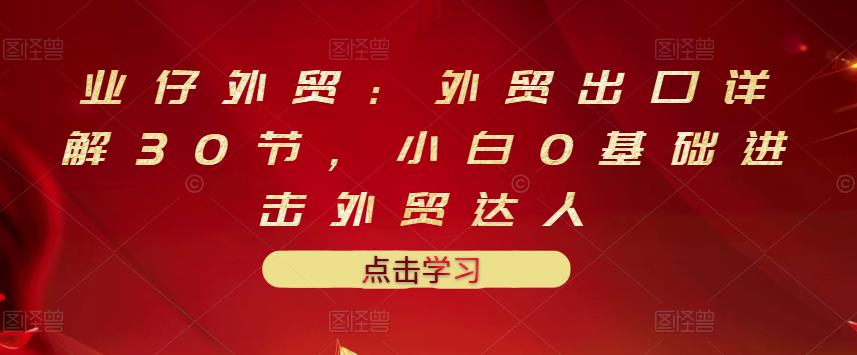 业仔外贸:外贸出口详解30节,小白0基础进击外贸达人 价值666元-互联网资源大全网