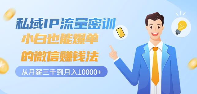 私域IP流量密训:小白也能爆单的微信赚钱法,从月薪三千到月入10000+-互联网资源大全网
