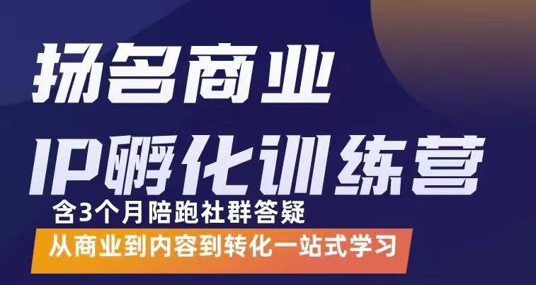 杨名商业IP孵化训练营,从商业到内容到转化一站式学 价值5980元-互联网资源大全网