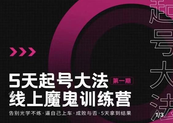 大播·五天起号魔鬼训练营,告别光学不练,逼自己上车,成败与否,5天拿到结果-互联网资源大全网