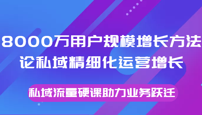8000万用户规模增长方法论私域精细化运营增长，私域流量硬课助力业务跃迁-互联网资源大全网