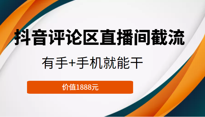 抖音评论区直播间截流,有手+手机就能干,门槛极低,模式可大量复制(价值1888元)-互联网资源大全网