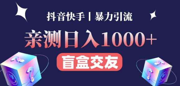 日收益1000+的交友盲盒副业丨有手就行的抖音快手暴力引流-第一资源库