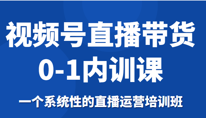 视频号直播带货0-1内训课,一个系统性的直播运营培训班-互联网资源大全网