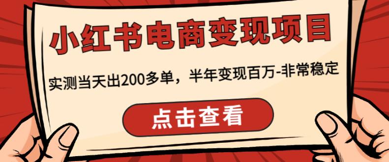 顽石·小红书电商变现项目,实测当天出200多单,半年变现百万,非常稳定-互联网资源大全网