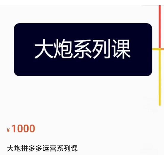 大炮拼多多运营系列课,各类玩法合集,拼多多运营玩法实操-第一资源库