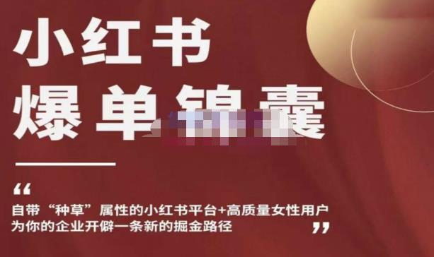 小红书爆单锦囊，自带种草属性+高质量女性用户，为你的企业开辟一条新的掘金路径-互联网资源大全网