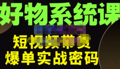 大嘴·好物短视频带货解析,学完你将懂的短视频带货底层逻辑,做出能表现的短视频-互联网资源大全网