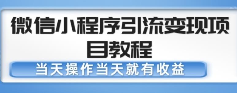 微信小程序引流变现项目教程,当天操作当天就有收益,变现不再是难事-互联网资源大全网