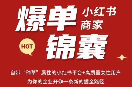 无畏·小红书商家爆单锦囊，掌握小红书各大规则，快速精准抢占行业和市场-互联网资源大全网