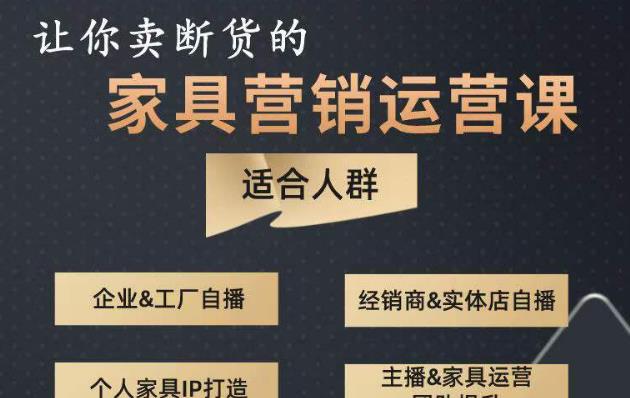 让你卖断货的家具营销运营课,打造高销量家具账号(短视频+直播+人物IP)-互联网资源大全网