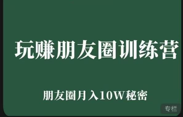 玩赚朋友圈系统课,朋友圈月入10W的秘密,7天系统图文课程-互联网资源大全网