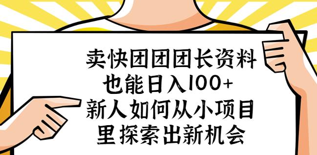 卖快团团团长资料也能日入100+新人如何从小项目里探索出新机会-互联网资源大全网