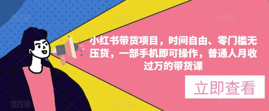 小红书带货项目,时间自由、零门槛无压货,一部手机即可操作,普通人月收过万的带货课-互联网资源大全网