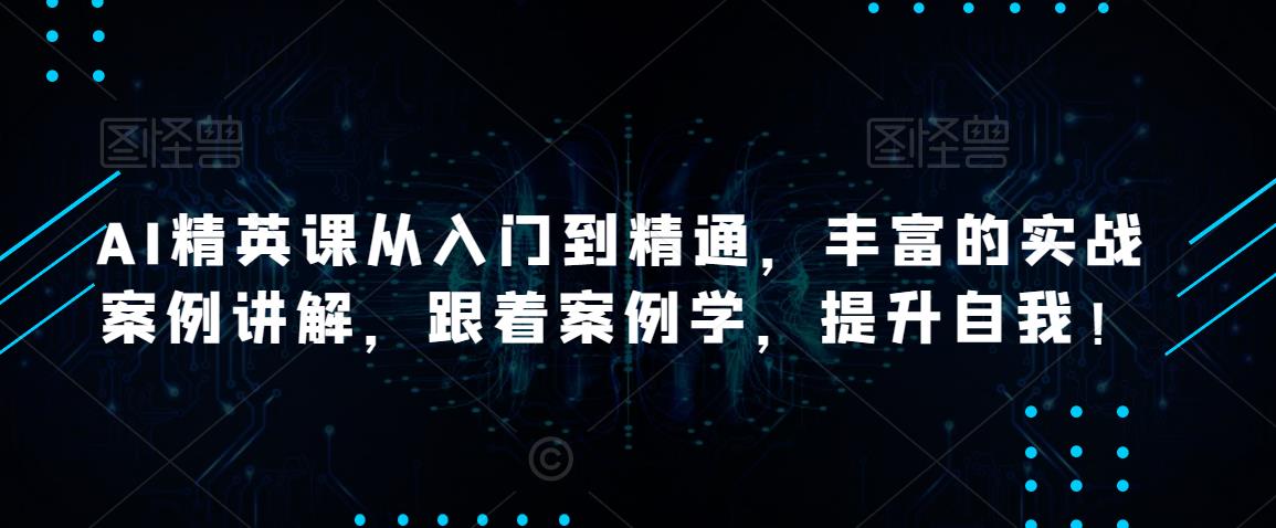 AI精英课从入门到精通,丰富的实战案例讲解,跟着案例学,提升自我!-第一资源库