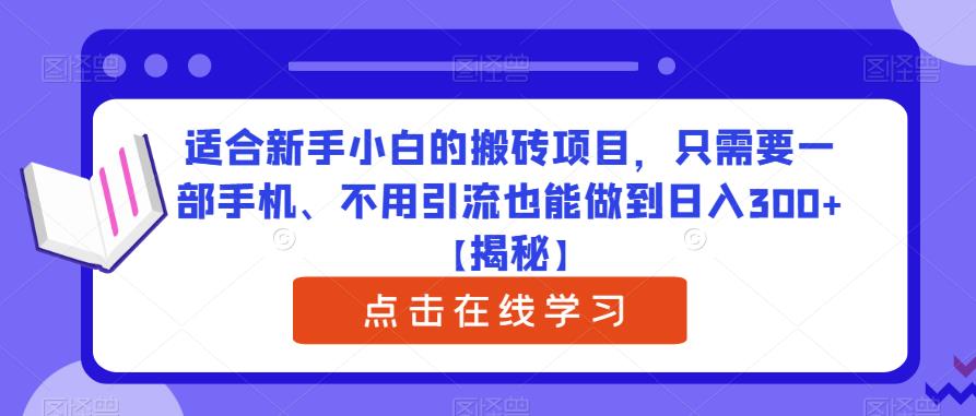 适合新手小白的搬砖项目，只需要一部手机、不用引流也能做到日入300+【揭秘】-互联网资源大全网