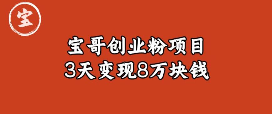 宝哥IP图文创业粉引流项目实战分享:单个账号3天涨粉1万,变现8万块钱(图文教程)【揭秘】-互联网资源大全网