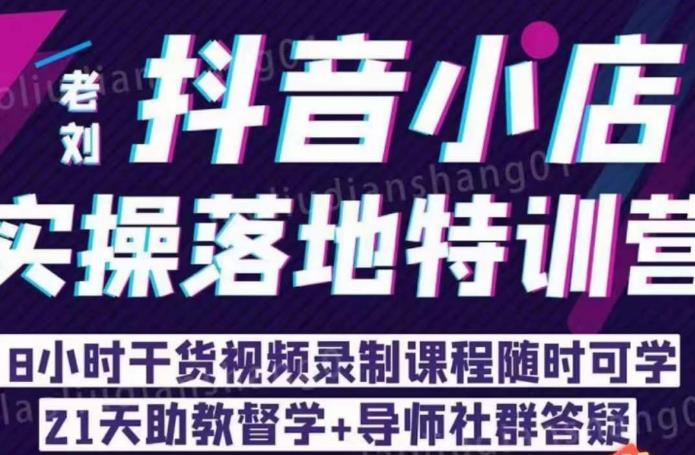 老刘·抖店商品卡流量,抖音小店实操落地特训营,8小时干货视频录制课程随时可学-互联网资源大全网