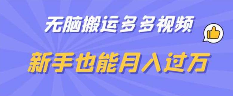 无脑搬运多多视频,新手也能月入过万【揭秘】-互联网资源大全网