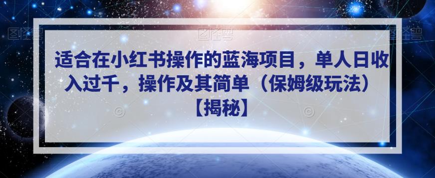 适合在小红书操作的蓝海项目,单人日收入过千,操作及其简单(保姆级玩法)【揭秘】-互联网资源大全网