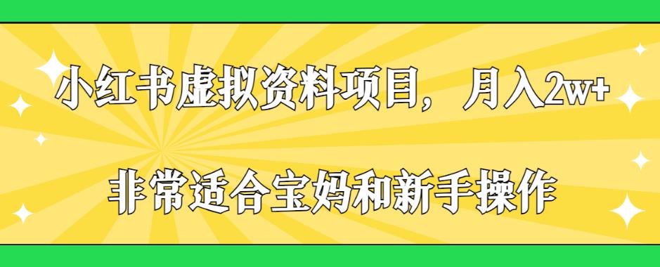 小红书虚拟资料项目,月入2w+,非常适合宝妈和新手操作【揭秘】-互联网资源大全网