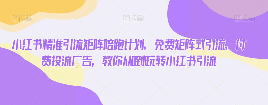 小红书精准引流矩阵陪跑计划,免费矩阵式引流,付费投流广告,教你从0到1玩转小红书引流-第一资源库