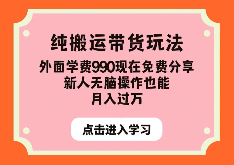 纯搬运带货玩法,外面学费990现在免费分享,新人无脑操作也能月入过万【揭秘】-互联网资源大全网
