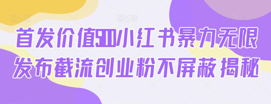 首发价值5100小红书暴力无限发布截流创业粉不屏蔽揭秘-互联网资源大全网