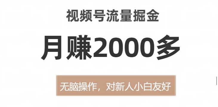 视频号流量掘金,无脑操作,对新人小白友好,月赚2000多【揭秘】-互联网资源大全网
