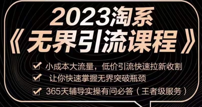 2023淘系无界引流实操课程，​小成本大流量，低价引流快速拉新收割，让你快速掌握无界突破瓶颈-互联网资源大全网