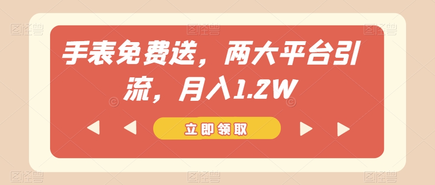 手表免费送，两大平台引流，月入1.2W【揭秘】-互联网资源大全网