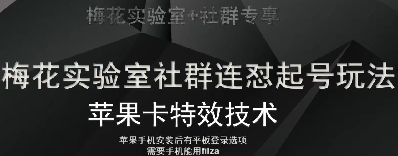 梅花实验室社群视频号连怼起号玩法，最新苹果卡特效技术-互联网资源大全网