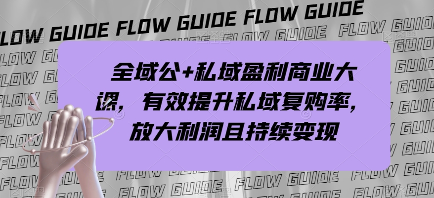 全域公+私域盈利商业大课,有效提升私域复购率,放大利润且持续变现-互联网资源大全网