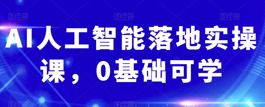 AI人工智能落地实操课,0基础可学-互联网资源大全网